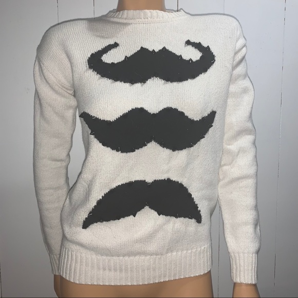 Studded moustache knitted sweater - Picture 1 of 2